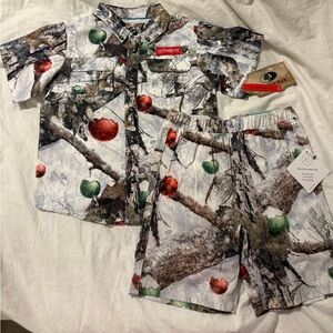NWT Magellan Size 4 Boys Christmas 2 Piece Set Shorts Hunting Camouflage Button
